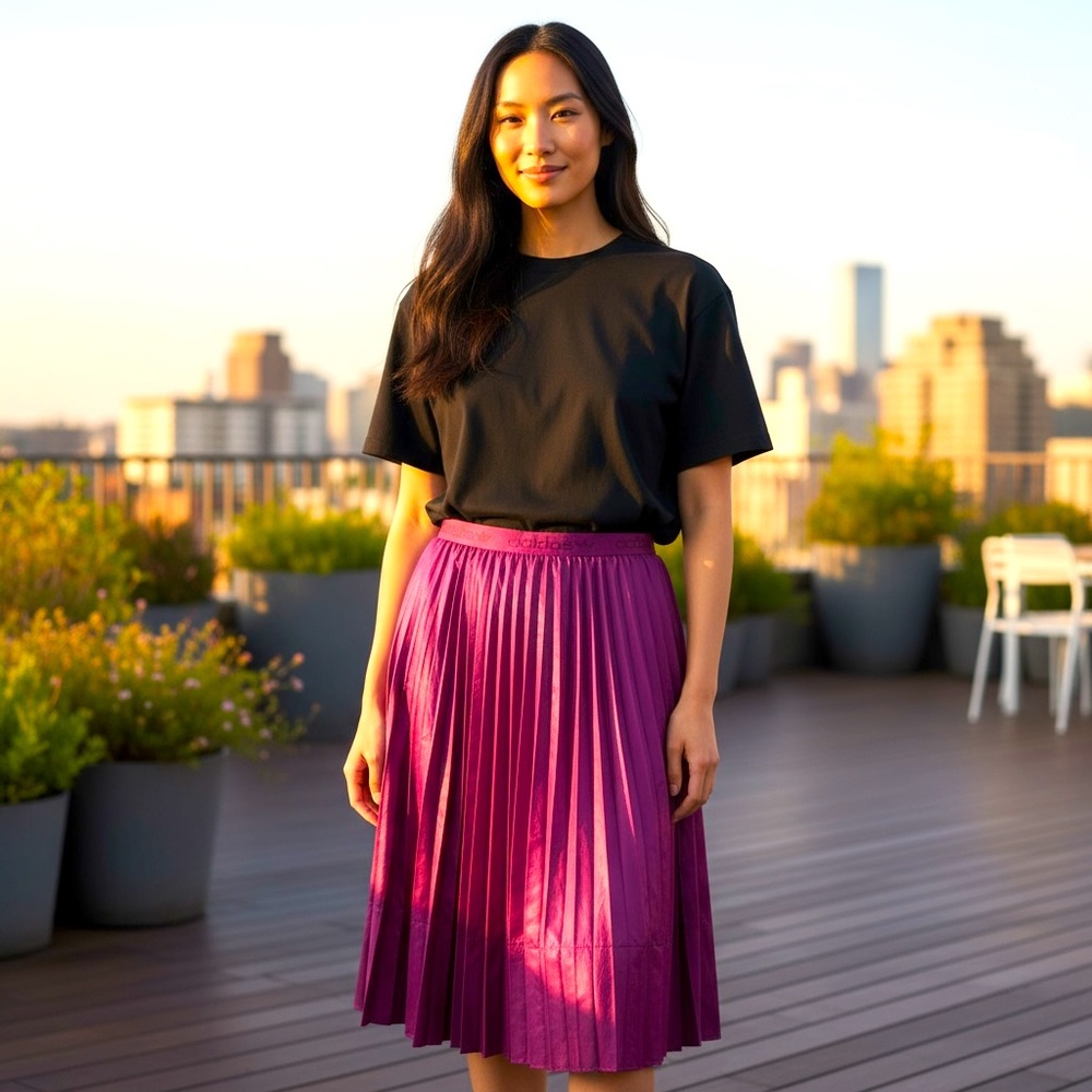 Adidas Women's Fuchsia Pleated Midi Skirt
